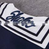China Supplier 2016 Women Navy Blue Sailor Collar T-Shirt Lady Embroideried Blue Short Sleeve Tops thumbnail-5