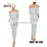 Custom off Shoulder Autumn Coat Fashion Gym Onesie for Women thumbnail-1