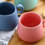Wholesale customized logo Milk Coffee Cup Makaron Color Plain Clay Ceramic Mugs with Handle