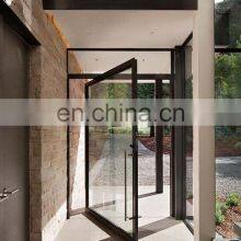 Modern Design Big Metal Entrance Door Glass Wrought Iron Entry Pivot Door thumbnail-4