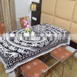 Indian Cotton Table Cloth Black-White Mandala Elephants Printed Dinning Vintage Wall Hanging Throw Bed Sheet Cover TC49 thumbnail-1