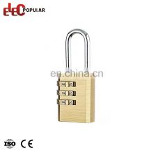 Durable 22Mm Steel Shackle 3 Wheel Brass Combination Safe Padlock For Doors