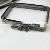 Antique Brass Vintage Metal Clutch Frame With White Faceted Rhinestone Bowknot Clasp