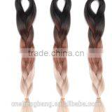 Dip Dyed Three Tone Color Kanekalon Fiber X-Pression Braids Kanekalon Yaki Braiding thumbnail-2