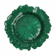Wholesale Flora Glass Charger Plates White Colored Reef Glass Charger Plates For Wedding Banquet thumbnail-2