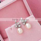 Hot Selling 925 Sterling Silver Artificial Pearl Earrings for Wedding thumbnail-2