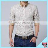 European Style Coffee Button English Words Printed Men Long Shirt thumbnail-1
