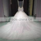 Luxury Beaded Open Back Wedding Dress Chapel Train Vintage Sheer Mermaid Bride Dress thumbnail-2