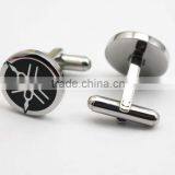 316L Stainless Steel Engraving Enamel Round Black Cufflinks for Men thumbnail-3