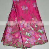 Rhinestone Embroidery Lace Fabric African Silk Lace Fabric for Girl Dress thumbnail-1