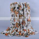 Women Popular Scarf Flower Leaf Pattern Voile Scarves 180*90 Pashmina thumbnail-1