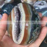 Natural Agate Geode Egg Smile Crystal Egg Ornaments thumbnail-1