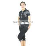 Women Short Sport Jogging Suit Cotton Jersey Shiny Emb. & Print Full Zipper Hooded thumbnail-2