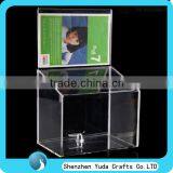 New Clear Acrylic Donation Box Fund-raising Box Plexiglass Lucite Charity Collection With Printing Picture thumbnail-1