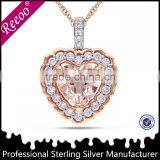 Floating Charm 925 Silver Champagne Stone Pendant thumbnail-1