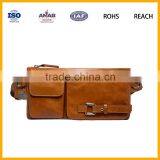 Factory Promotional Multilayer PU Brown Waist Bag With Mobile Phone Compartment for Outdoor and Sports thumbnail-1