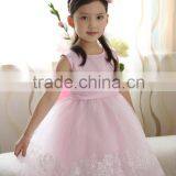 Customized Pink Scalloped Big Bow Back Lace Appliqued Skirt Flower Girl Dress FGZ25 Kids Clothes thumbnail-1