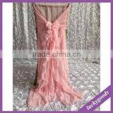 Fashionable Design Cheap Pink Chiffon Ruffled Wedding Chair Covers thumbnail-1