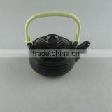 Black-glazed Ceramic Mini Teapot With Plastic Handle thumbnail-1