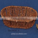 Hand-woven water hyacinth storage basket with metal frame