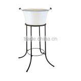 White Metal Wine Beer Ice Bucket Party Planter With Shelf thumbnail-1