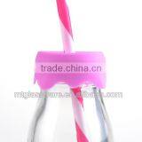 300ml Glass Milk Bottle With Plastic Lid and Straw thumbnail-2