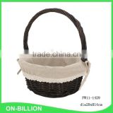 Lined handmade easter wicker basket with handle