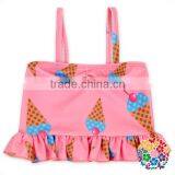Girls Two Pieces Swimsuit Set Ice Cream Print Ruffle Bikini Swimwear For Kids thumbnail-2