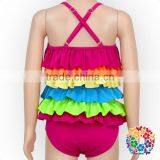 2017 Hot Sell Fashion Beach Wear Bikini Set Multicolor Ruffles Girls Swimwear Kids thumbnail-4