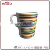 Custom 380ML Colorful Strips Decorated Plastic Economic Melamine Mug thumbnail-1