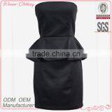 Black Evening Dress,off Shoulder Peplum Straight Slim Fitting Metal Zipper Back Sexy Peplum Dress thumbnail-1