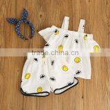 2017 Online Sale Girls Summer Boutique Outfits Suit Baby Girl Cotton Cute Smile Printed Clothing Sets thumbnail-3