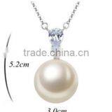 High End White Natural Fresh Water Pearl Pendant Necklace Women Luxury Style Round Pearl Pendant Necklace for Party Favor thumbnail-2