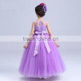 2017 Girls Long Party Dress Sheer Shoulder Flowers Frocks thumbnail-3