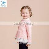 Girls Knitted t Jacquard t Shirt Whith Pleated Hem Kids Long Sleeve Pullover Clothing Wholesale thumbnail-3