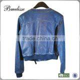 2014-2015 New Arrival Stylish Lady Sky Blue Fashion pu Jacket Jeans Color Leather Jacket thumbnail-2
