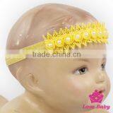 Wholesale Cheap Plain Pearl Printed Adjustable Newborn Baby Girl Hair Accessories Skinny Elastic Princess Headband thumbnail-2