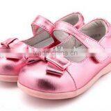2016 girls cow hide leather tpr sole student flat shoes