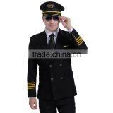 China Black Airline Work Uniform Custom Made Men Airlines Pilot Uniform thumbnail-1