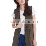 Fashion Ladies Multi Pocket Army Green Vest Coat thumbnail-2