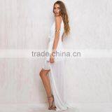 Favorable Semi Sheer Sleeveless Fancy White Draped Wedding Dress thumbnail-3
