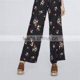 Chic Ropa Mujer Floral Wide Legs Shape Print Black Dressy Pants Outfits thumbnail-2