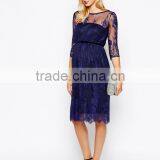 Maternity Lace Midi Dress With Scalloped Detail thumbnail-1