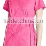 Customed Plain Blank Multi-Colors Easy-Fit Nursing Scrubs Tops With Adjustable Side Tie thumbnail-6