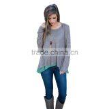 Fashion Women Long Sleeve Solid Tops Blouses for Wholesale 2017 thumbnail-2