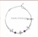 Butterfly 925 Silver Bracelet With CZ Stone M3014 thumbnail-1