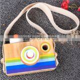 Wooden Cartoon SLR Camera Toy Kaleidoscope Bee Eye Effect Children Funny Toys thumbnail-3