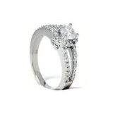 1.00CT Round Cut Engagement White Ring thumbnail-1