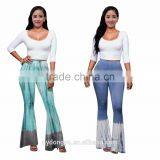 Halter White Blue Bell Bottomed Pants and Top Set /19 Color Xayn Printed Wide Legging Flare Trousers and Top Two Piece Set thumbnail-5