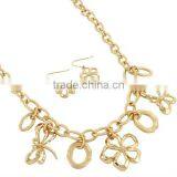 Fashion Elegant Gold Plated Neccklace Earring Jewelry Set With Animal Shape Pendant